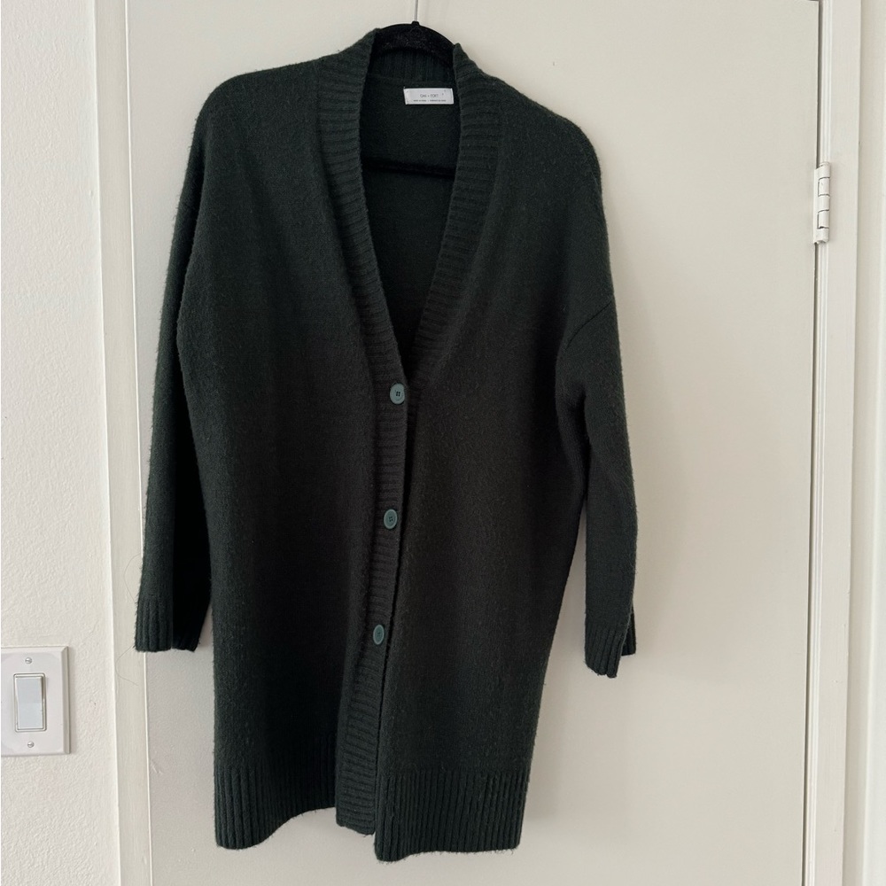 Oak + Fort Oversized Dark Green Cardigan - S